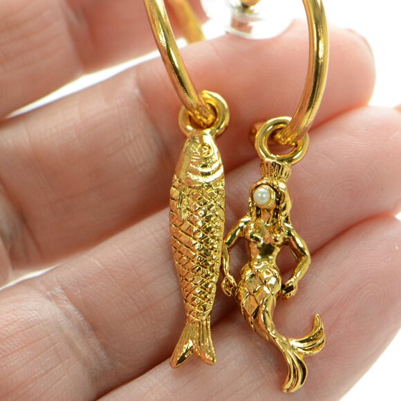 Jennifer Behr Mermaid and Fish Hoop Earrings - Picture 3 of 5